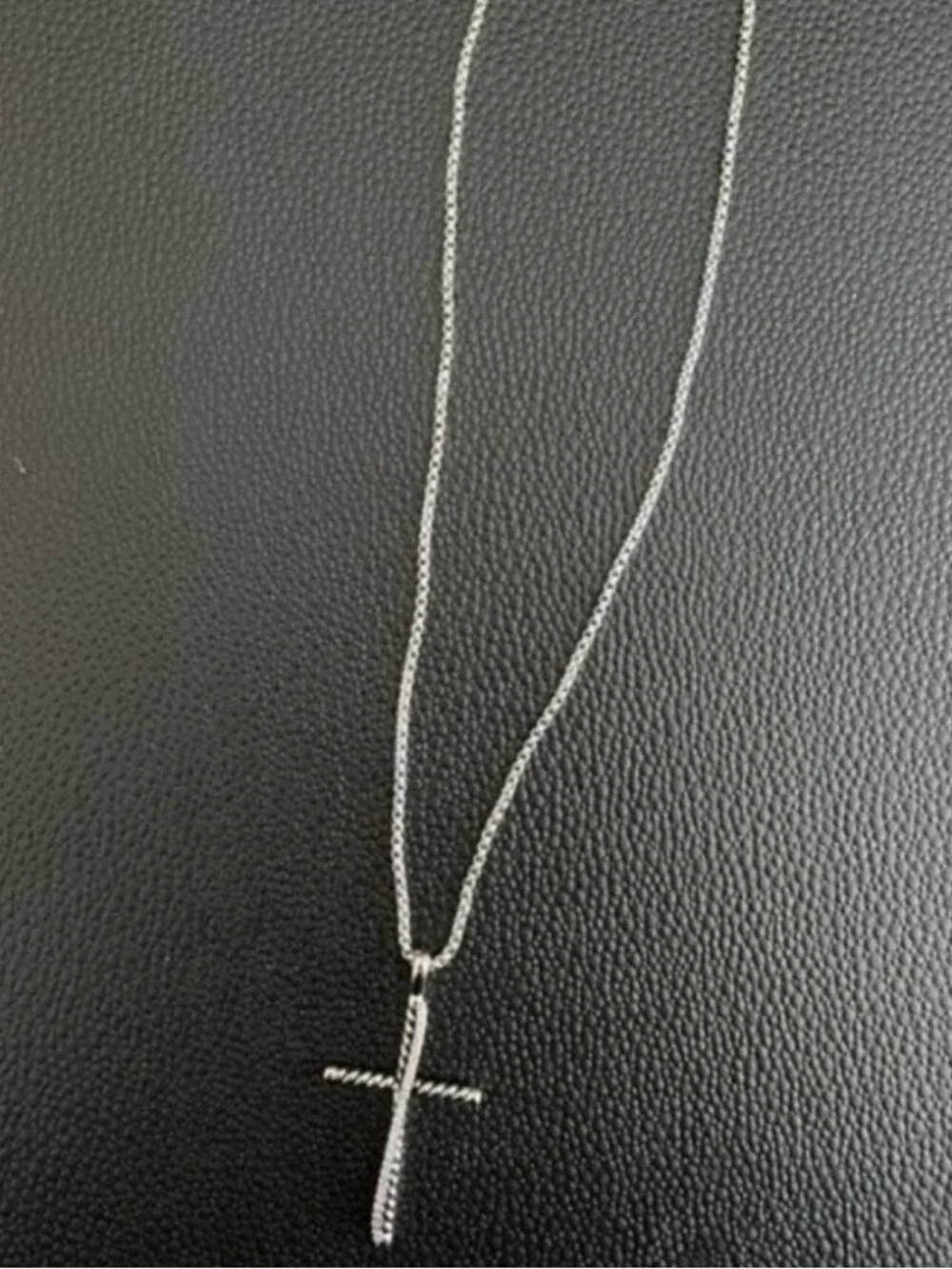 David Yurman Twisted Silver Cross Necklace - Picture 4 of 6